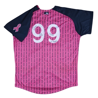 2015 Aaron Judge Game Used and Signed Scranton/Wilkes-Barre RailRiders #99 Mothers Day Jersey Used on 8/22/15 - 3-3 with a Solo Home Run and Double (JSA & RailRiders LOA)